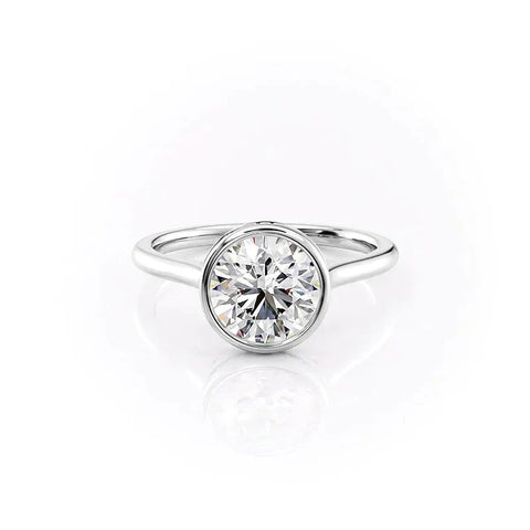 Bezel Set Hidden Accent Moissanite Round Cut Wedding Ring