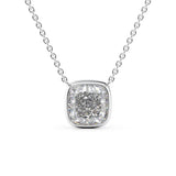 Bezel Set Moissanite Solitaire Cushion Cut Pendant Gift For Her