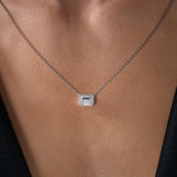 Solitaire Moissanite Emerald Cut Bezel Set Pendant