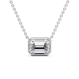 Solitaire Moissanite Emerald Cut Bezel Set Pendant