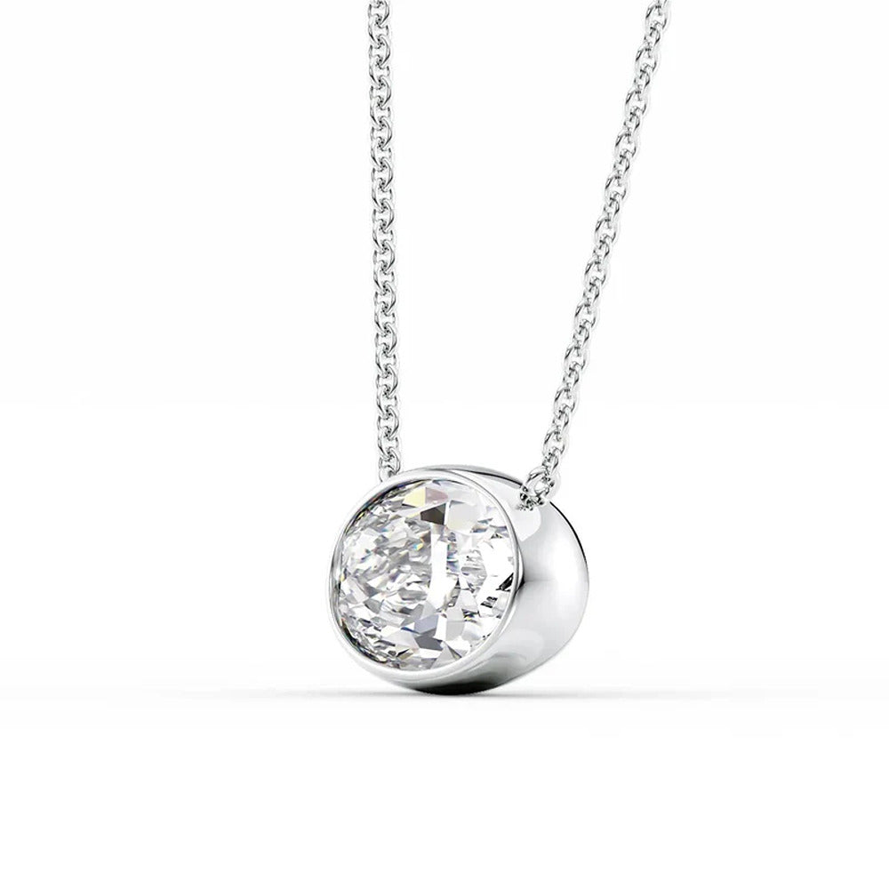 925 Sterling Silver Solitaire Oval Cut Moissanite Bezel Set Pendant
