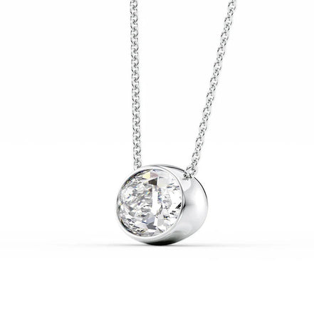 925 Sterling Silver Solitaire Oval Cut Moissanite Bezel Set Pendant