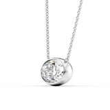 925 Sterling Silver Solitaire Oval Cut Moissanite Bezel Set Pendant