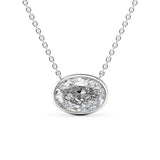 925 Sterling Silver Solitaire Oval Cut Moissanite Bezel Set Pendant
