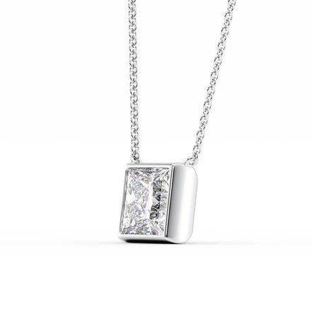 Princess Cut Solitaire Bezel Set Moissanite Diamond Pendant