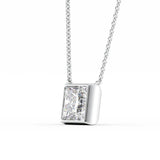 Princess Cut Solitaire Bezel Set Moissanite Diamond Pendant