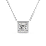 Princess Cut Solitaire Bezel Set Moissanite Diamond Pendant