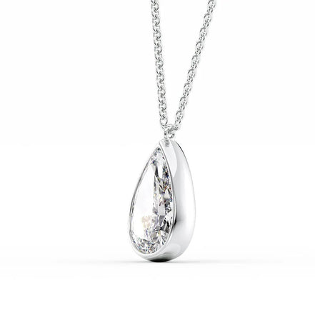 Solitaire Moissanite Pear Cut Bezel Set Pendant For Her