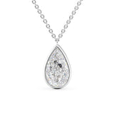 Solitaire Moissanite Pear Cut Bezel Set Pendant For Her