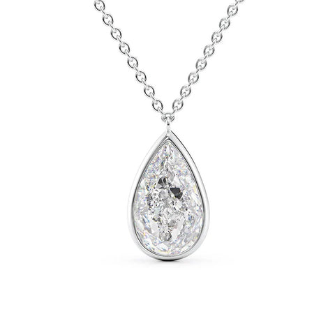 Solitaire Moissanite Pear Cut Bezel Set Pendant For Her