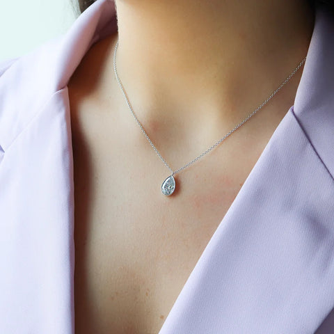 Solitaire Moissanite Pear Cut Bezel Set Pendant For Her