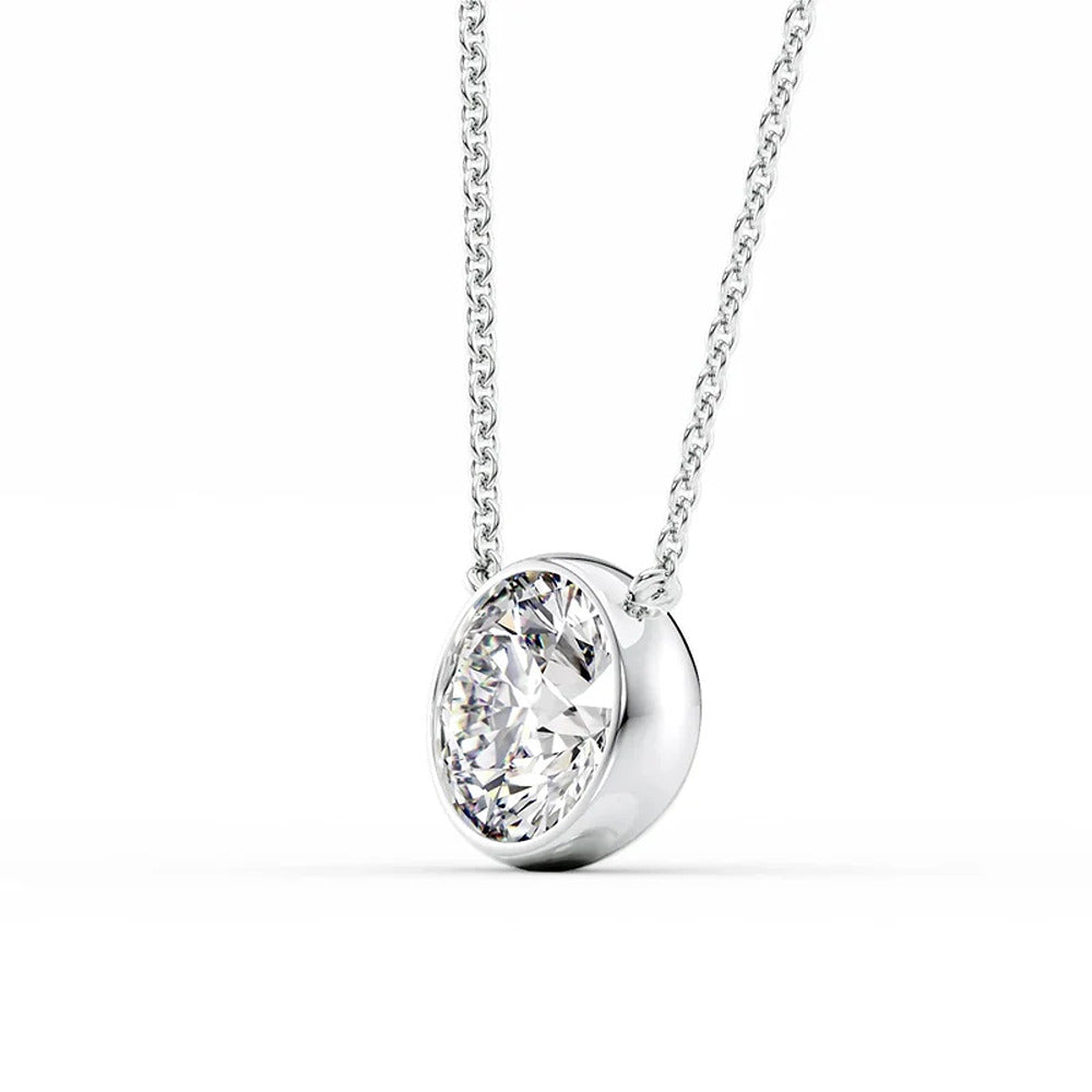 Round Cut Bezel Set Solitaire Moissanite Pendant