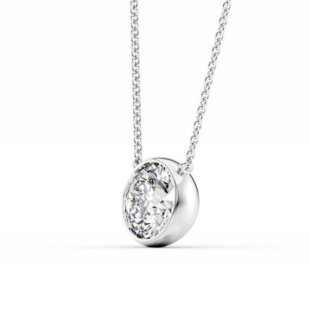 Round Cut Bezel Set Solitaire Moissanite Pendant