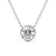 Round Cut Bezel Set Solitaire Moissanite Pendant