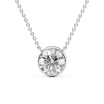 Round Cut Bezel Set Solitaire Moissanite Pendant