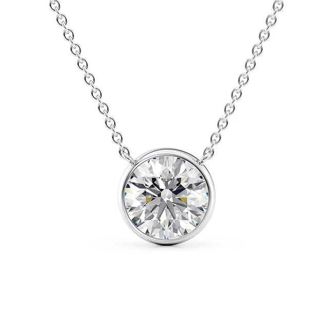 Round Cut Bezel Set Solitaire Moissanite Pendant