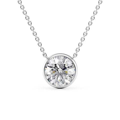 Round Cut Bezel Set Solitaire Moissanite Pendant