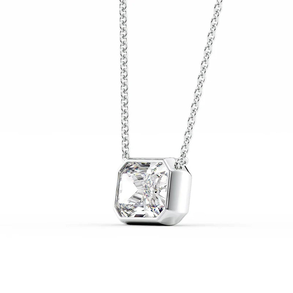 Radiant Cut D Color Moissanite Bezel Set Fancy Pendant