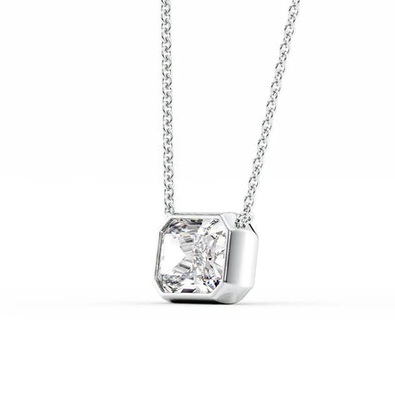 Radiant Cut D Color Moissanite Bezel Set Fancy Pendant