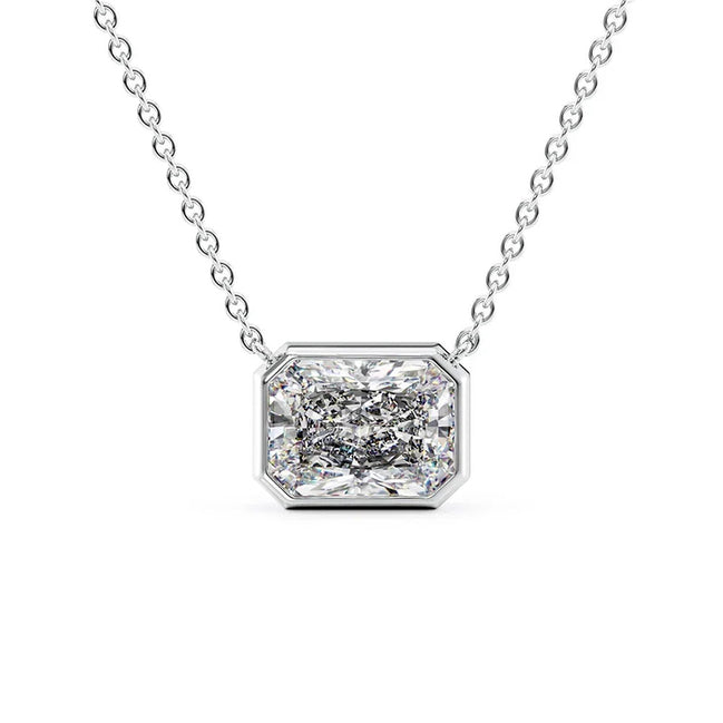 Radiant Cut D Color Moissanite Bezel Set Fancy Pendant