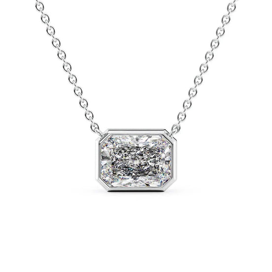 Radiant Cut D Color Moissanite Bezel Set Fancy Pendant