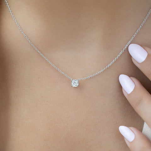 Solitaire Moissanite Cushion Cut Pendant