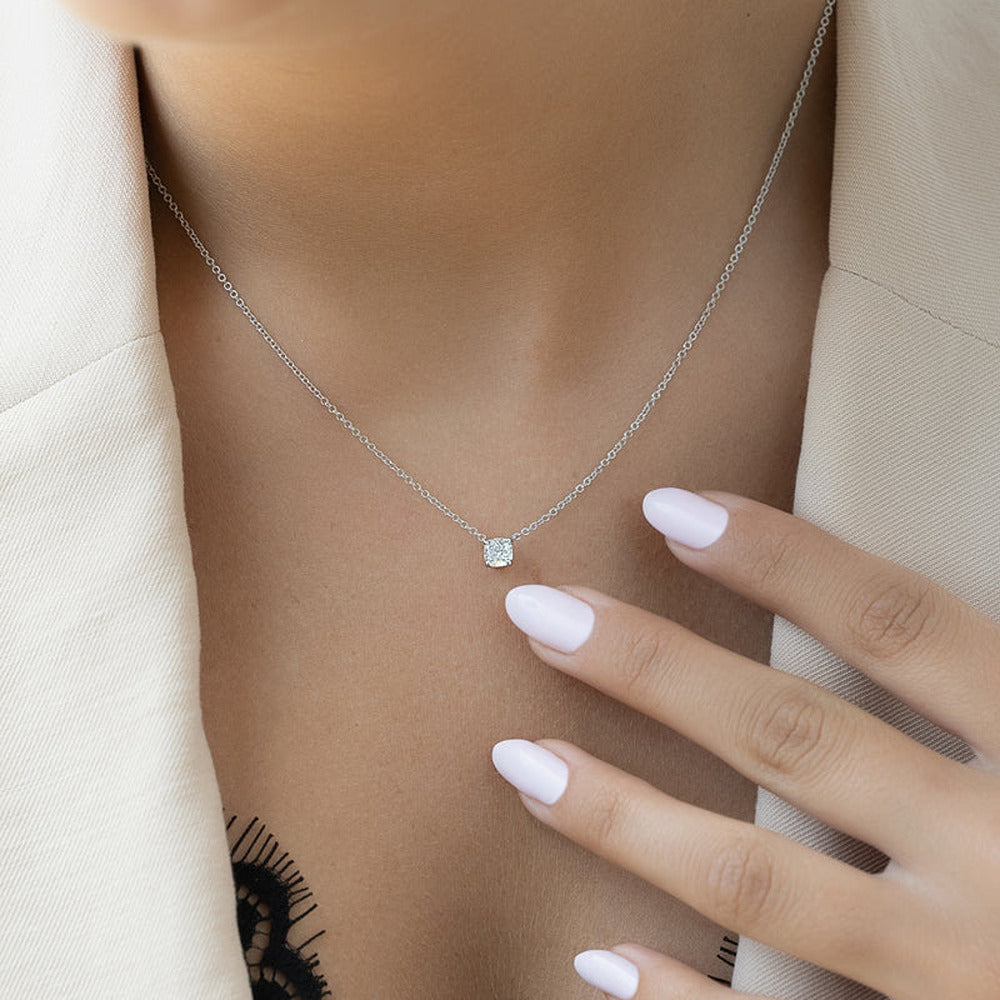 Solitaire Moissanite Cushion Cut Pendant
