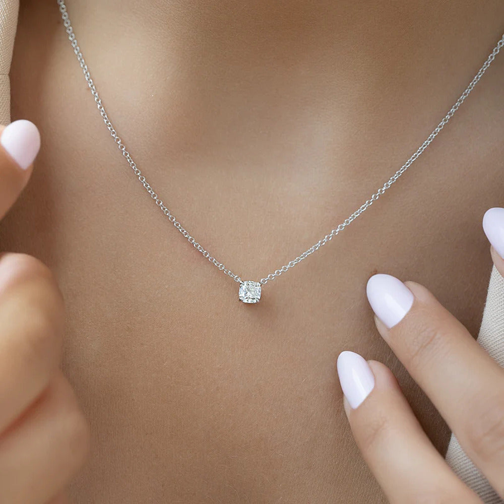 Solitaire Moissanite Cushion Cut Pendant