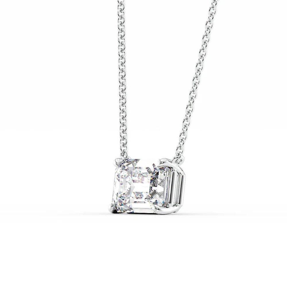 Moissanite Solitaire Emerald Cut Pendant Gift For Her