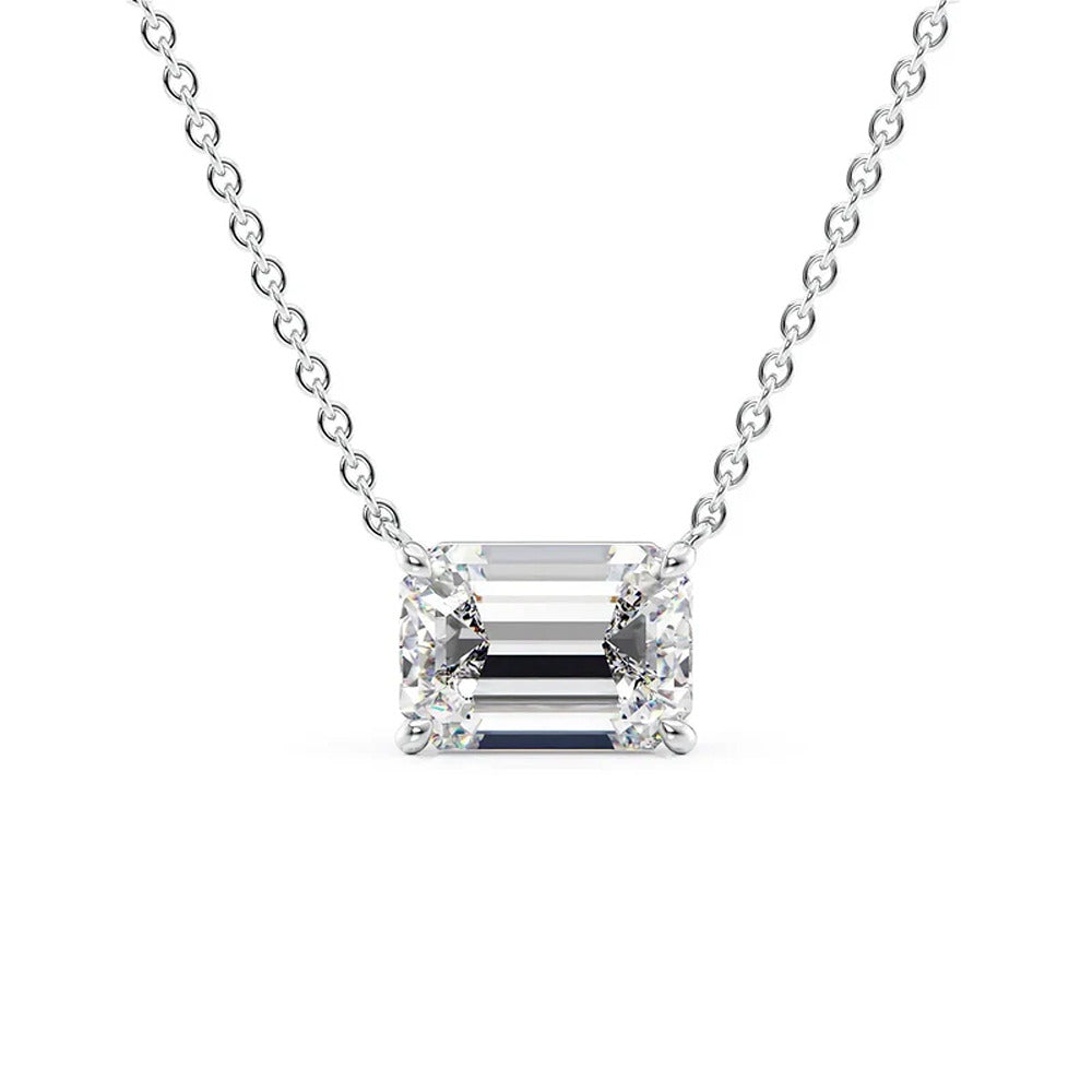Moissanite Solitaire Emerald Cut Pendant Gift For Her