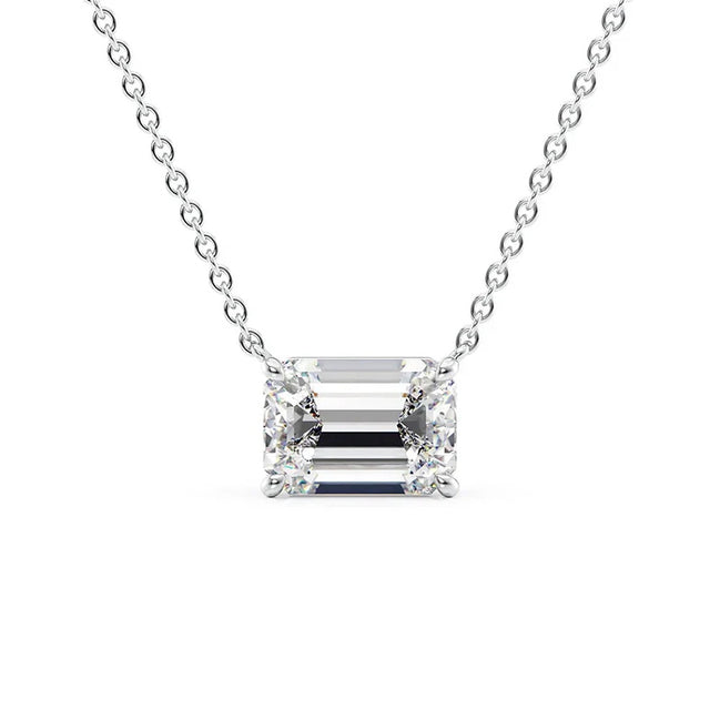 Moissanite Solitaire Emerald Cut Pendant Gift For Her