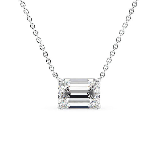 Moissanite Solitaire Emerald Cut Pendant Gift For Her