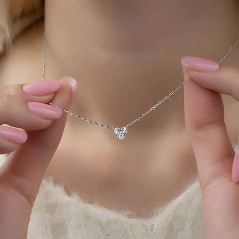 Solitaire Moissanite Heart Cut Pendant Gift For Her
