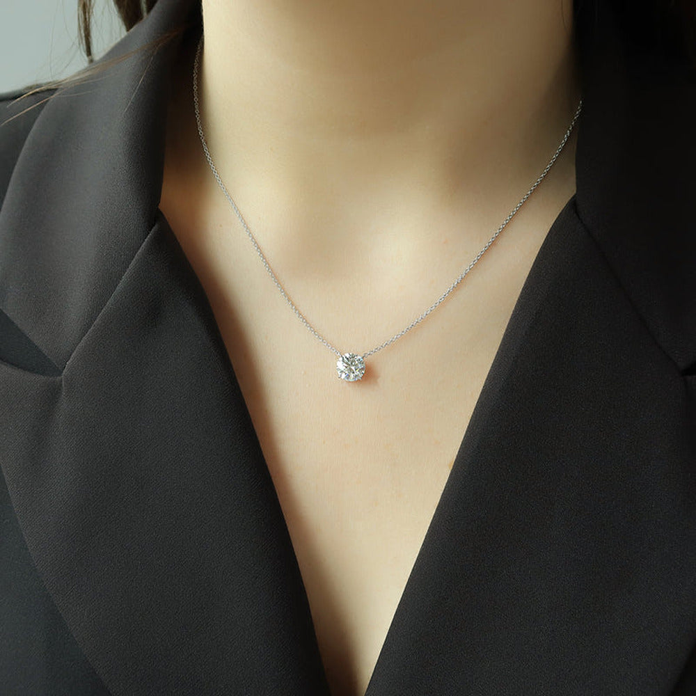925 Sterling Silver Moissanite Solitaire Pendant For Women