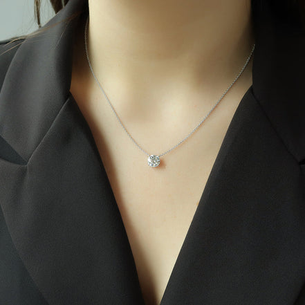 925 Sterling Silver Moissanite Solitaire Pendant For Women