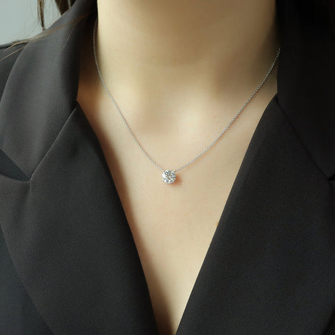925 Sterling Silver Moissanite Solitaire Pendant For Women