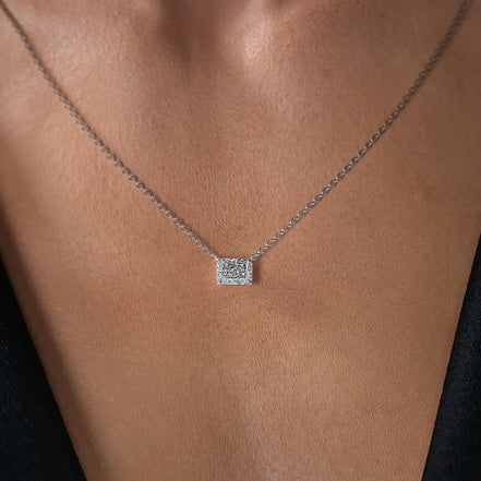 Hidden Halo Radiant Cut Moissanite Diamond Pendant