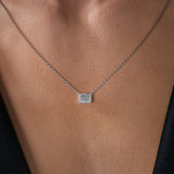 Hidden Halo Radiant Cut Moissanite Diamond Pendant