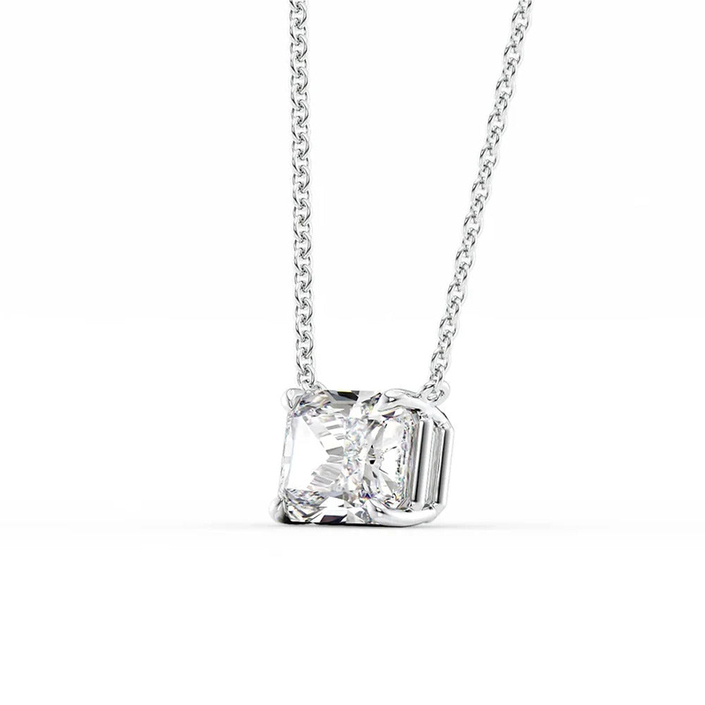 Hidden Halo Radiant Cut Moissanite Diamond Pendant