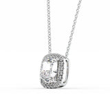 Cushion Cut Halo Moissanite Diamond Pendant For Her