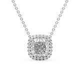Cushion Cut Halo Moissanite Diamond Pendant For Her
