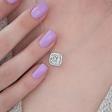 Cushion Cut Halo Moissanite Diamond Pendant For Her