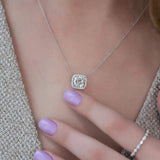 Cushion Cut Halo Moissanite Diamond Pendant For Her