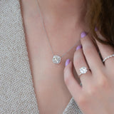 Cushion Cut Halo Moissanite Diamond Pendant For Her