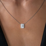 Emerald Cut Colorless Moisanite Diamond Halo Pendant
