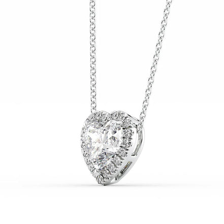 Moissanite Halo Heart Cut Pendant Birthday Gift For Her