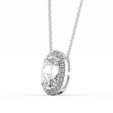 Oval Cut Halo Moissanite Pendant For Her