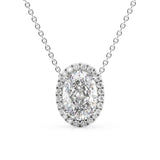 Oval Cut Halo Moissanite Pendant For Her