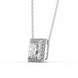 Moissanite Diamond Princess Cut Halo Pendant Gift For Her