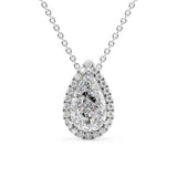 Lab Created Moissanite Pear Cut Halo Pendant For Her